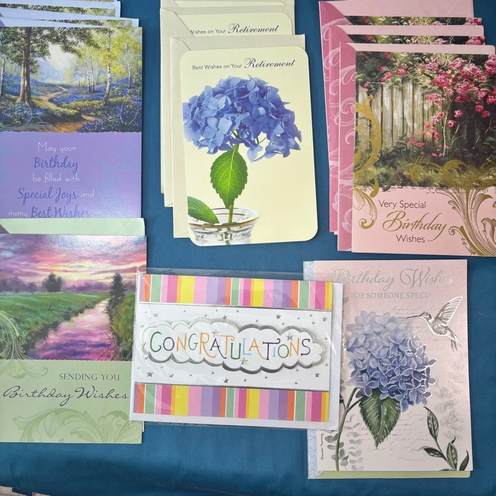 Mixed Greeting Card Lot 20+ Birthday Wedding Retirement Baby Sympathy w Envelope